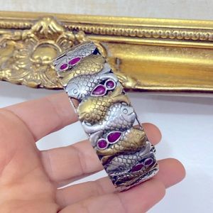 Vintage handmade engraved / fish detail bracelet